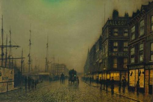 Atkinson Grimshaw Liverpool Quay by Moonlight Spain oil painting art
